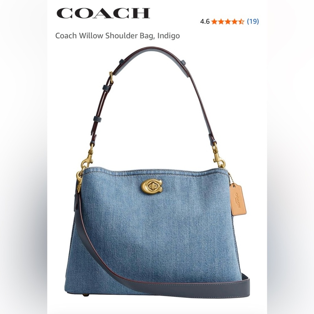 Coach Blue Denim Shoulder Bag with Gold Details